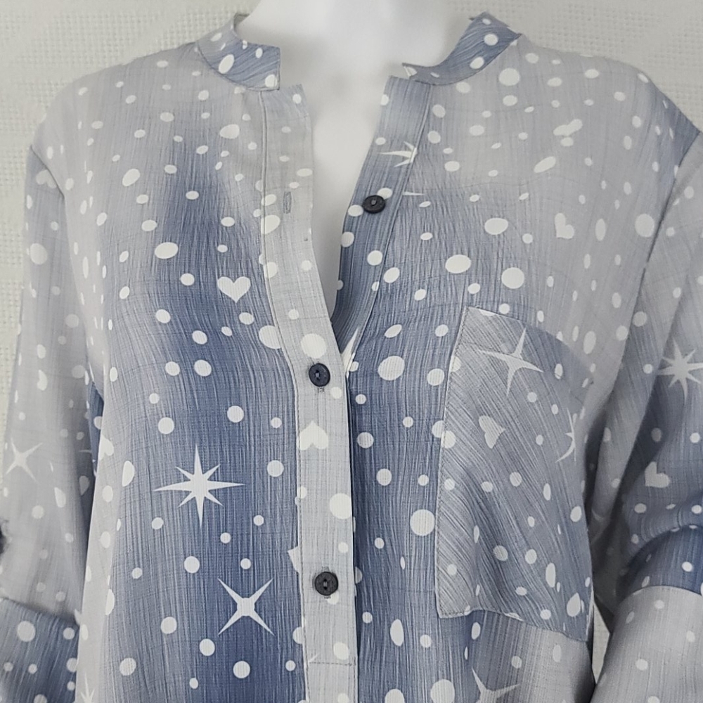 FLORYDAY Heart & Star Print Button Up Top - Picture 6 of 13
